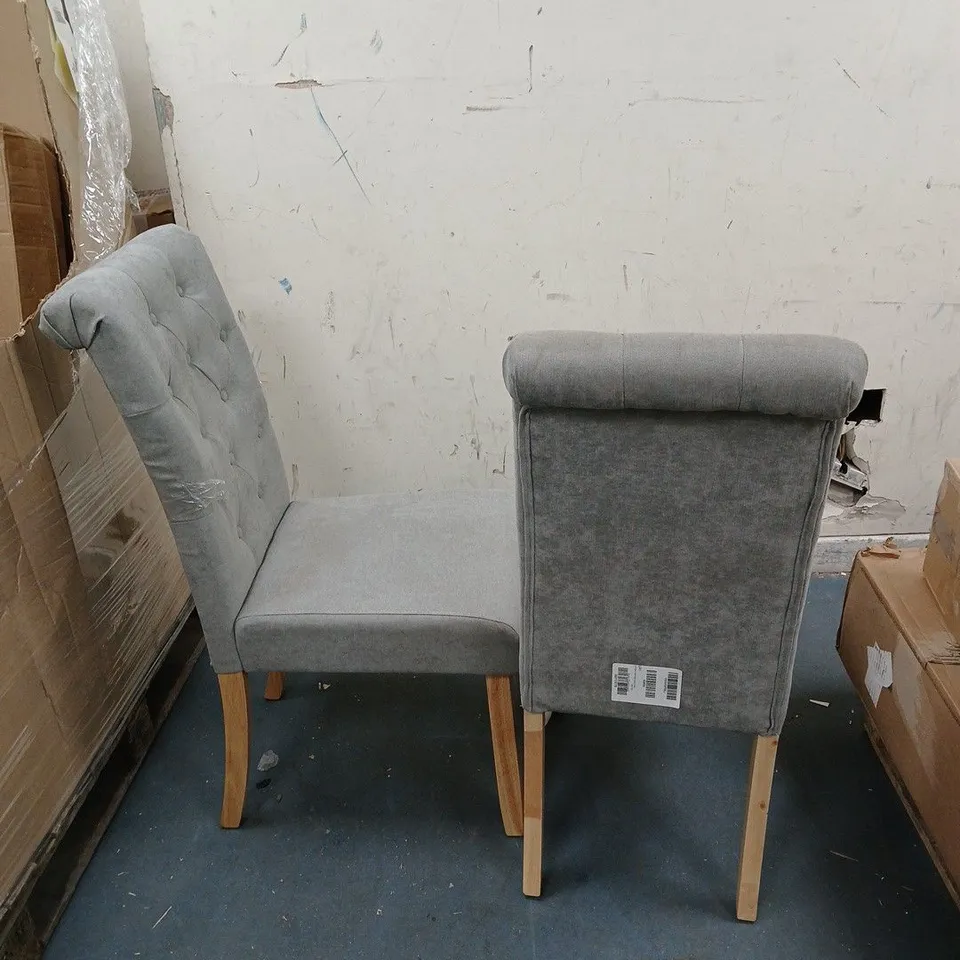 FABRIC SCROLL BACKS FOR DINING CHAIRS - GREY/OAK EFFECT [COLLECTION ONLY] RRP £259