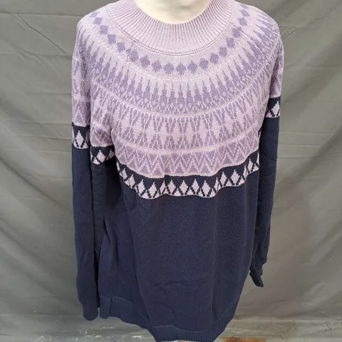 D&CO FAIR ISLE JUMPER IN NAVY/LAVENDER SIZE M