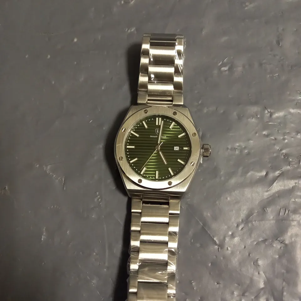 MENS BERNARD REINHARDT WATCH - GREEN DIAL 316 - STAINLESS STEEL STRAP