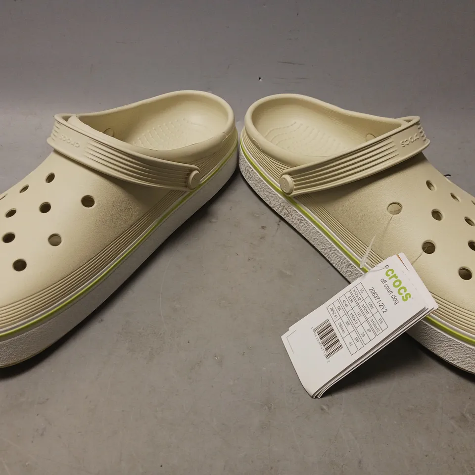 PAIR OF CROCS OFF COURT CLOGS IN BONE UK SIZE M9/W10