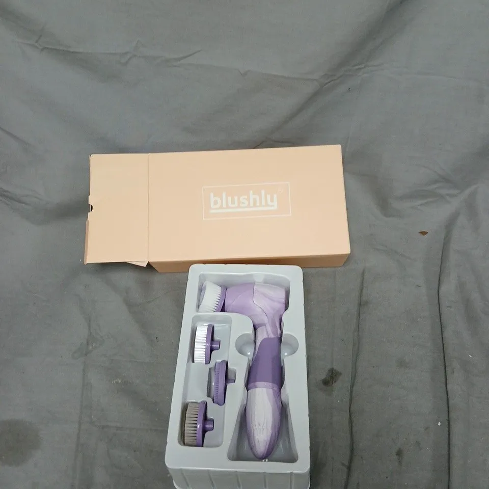 BLUSHLY FACIAL CLEANSING BRUSH SET WITH 4 ATTACHMENTS - PURPLE MARBLED