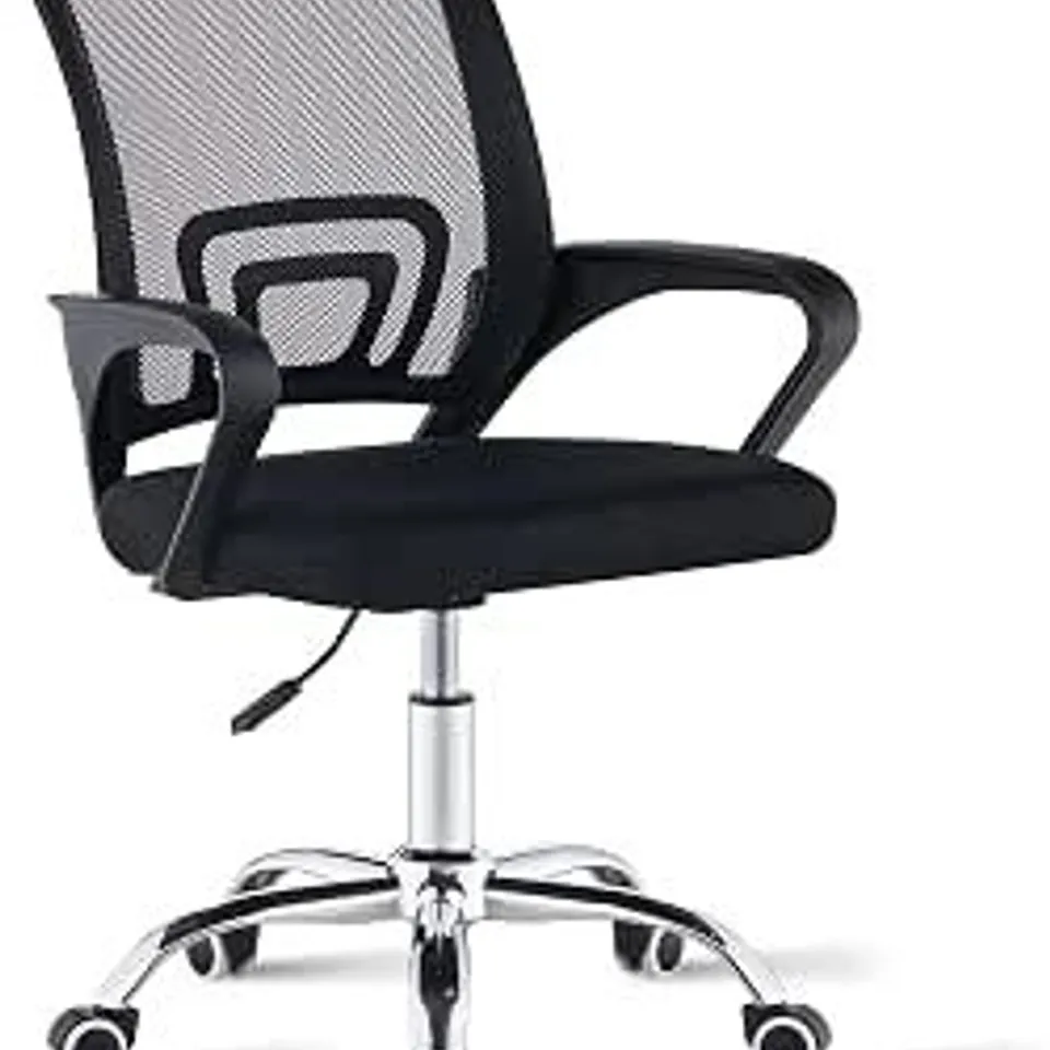 BOXED CUSHIONED BLACK MESH UPHOLSTERED OFFICE CHAIR