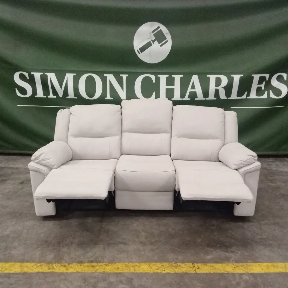 ALBION FABRIC 3 SEATER HIGH BACK MANUAL RECLINER SOFA - GREY RRP £749