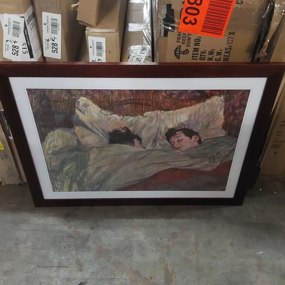 BOXED IN BED BY HENRI DE TOULOUSE-LAUTREC - PICTURE FRAME PAINTING