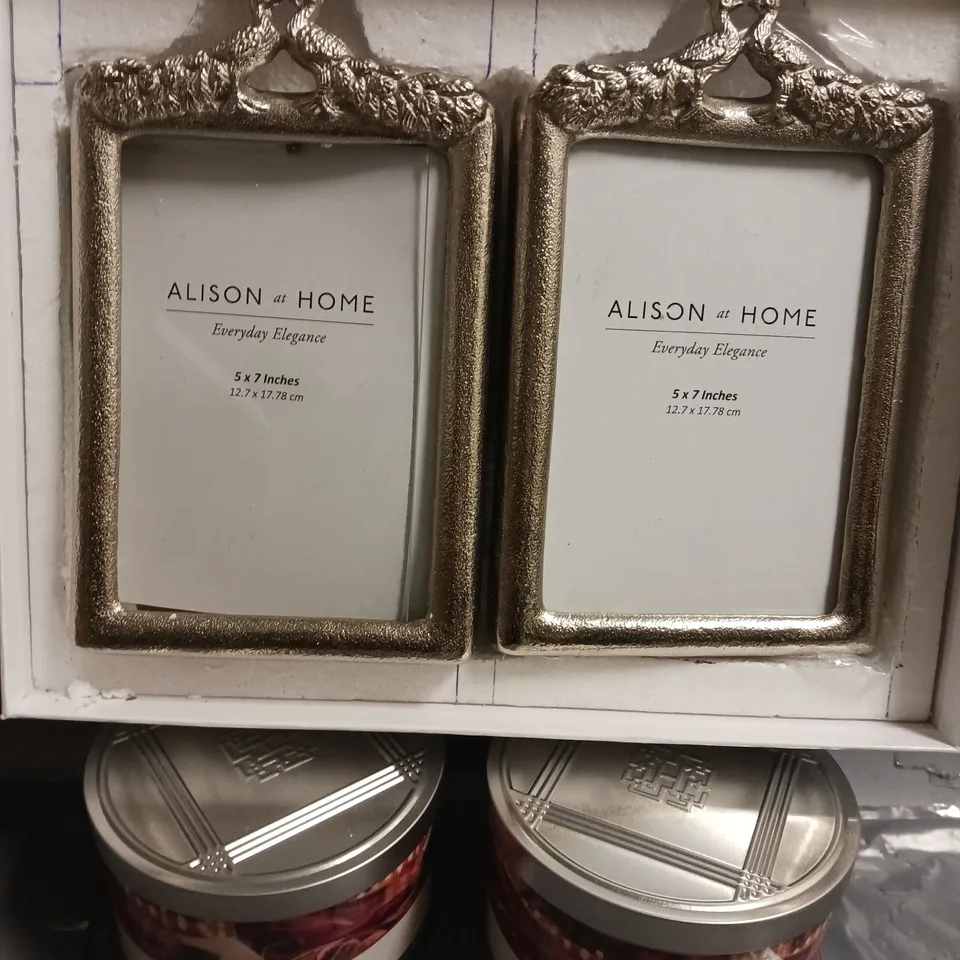 CAGE OF APPROX 10 ASSORTED ITEMS TO INCLUDE - ALISON AT HOME FRAMES - SWEATER WEATHER CANDLES  - COLLECTION ONLY