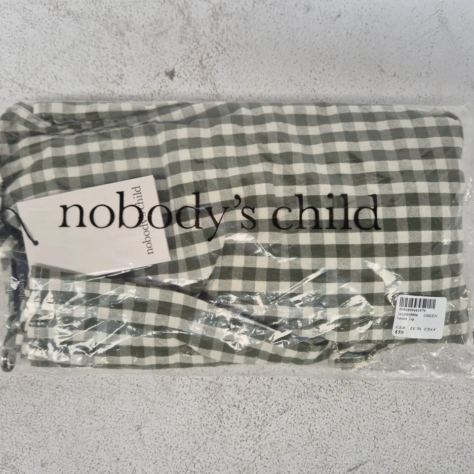 BAGGED NOBODY'S CHILD VALERIE TOP IN GREEN SIZE UK 8