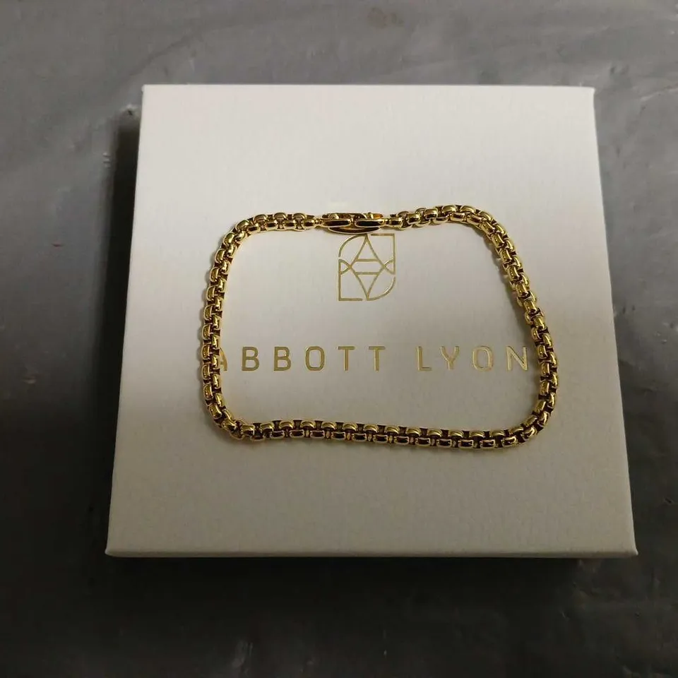 BOXED ABBOTT LYON BOX CHAIN BRACELET IN GOLDEN 