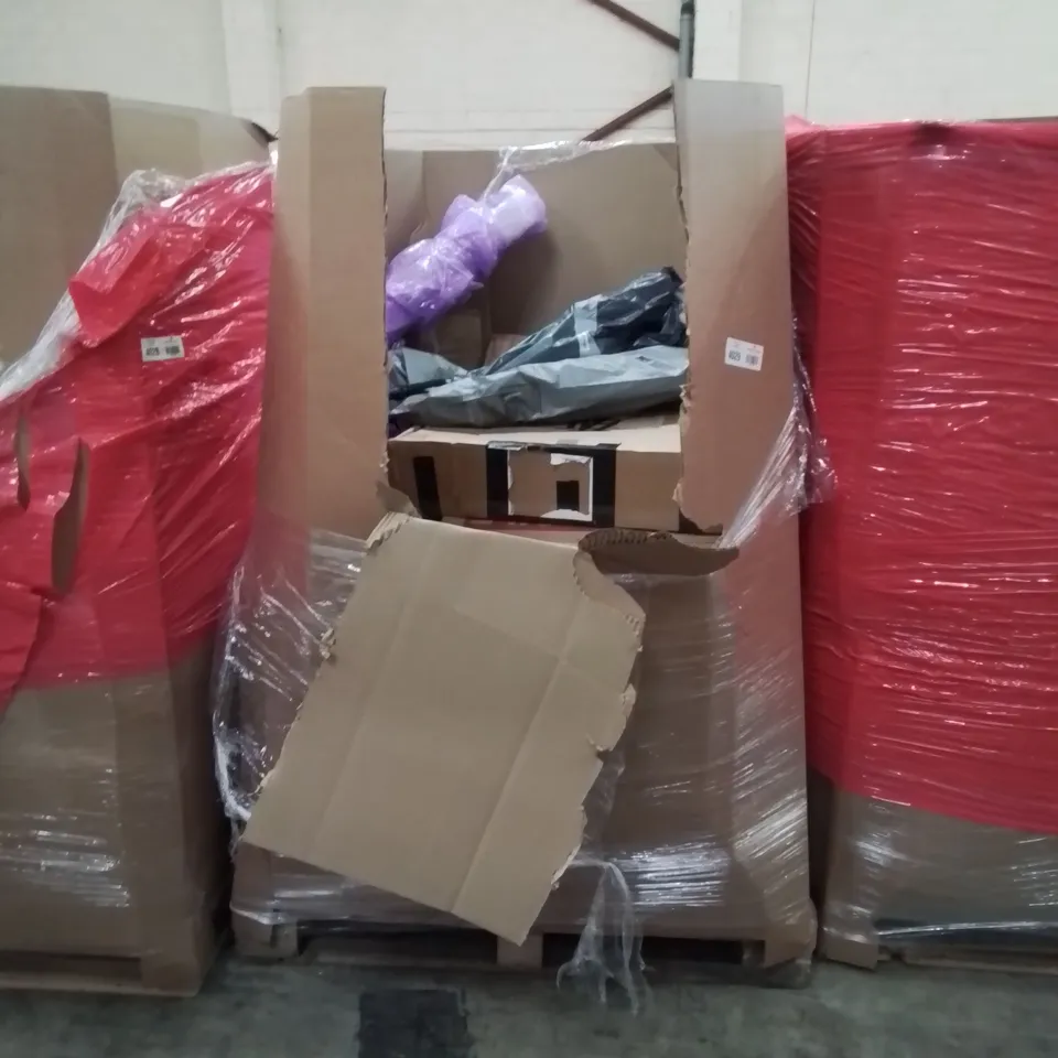 PALLET OF ASSORTED HOUSEHOLD GOODS AND PRODUCTS TO INCLUDE; WOLVERINE CROSS CUT PAPER SHREDDER, OIL FILLED RADIATOR, INDUCTION HOB, BOXED FURNITURE ETC 