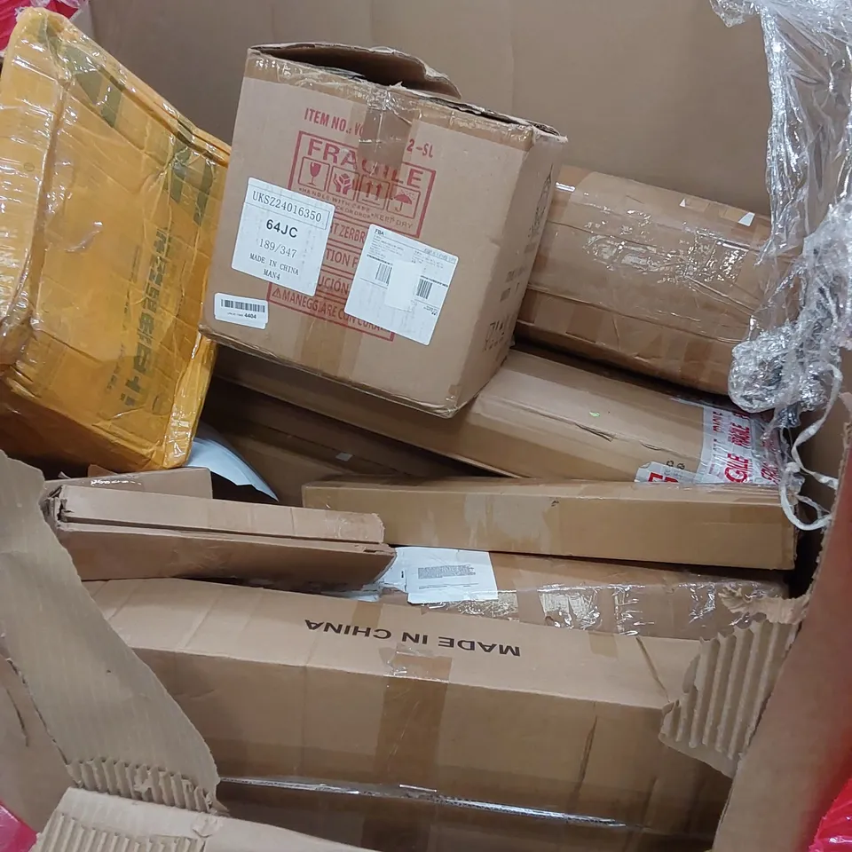 PALLET OF ASSORTED HOUSEHOLD ITEMS AND CONSUMER PRODUCTS TO INCLUDE; BOXED FURNITURE ETC 