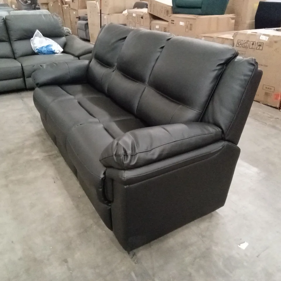ALBION LUXURY FAUX LEATHER HIGH BACK 3 SEATER SOFA - BLACK RRP £569