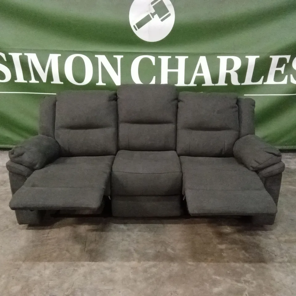 ALBION FABRIC 3 SEATER HIGH BACK MANUAL RECLINER SOFA - CHARCOAL RRP £749