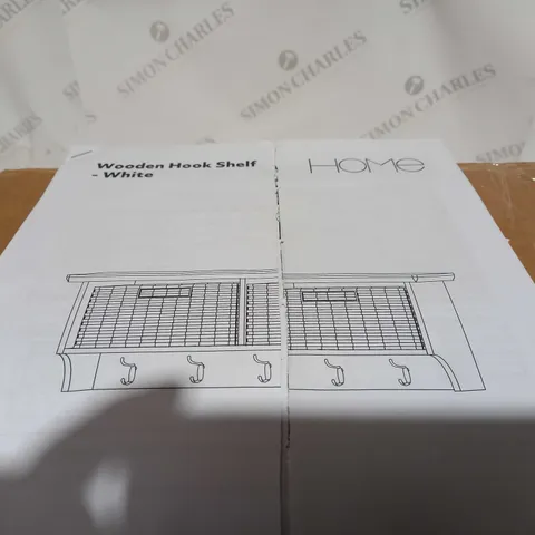 BOXED WOODEN HOOK-SHELF WHITE