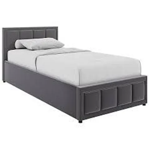 BOXED VANITA SINGLE OTTOMAN BED - DARK GREY LINEN (2 BOXES)