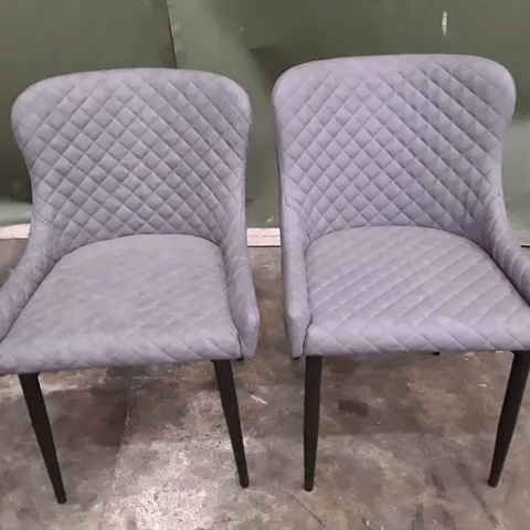 SET OF 2 DARK GREY LEATHER DINING CHAIRS
