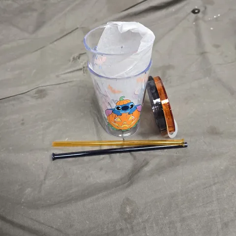 16 STITCH HALLOWEEN THEMED PLASTIC TUMBLER CUPS