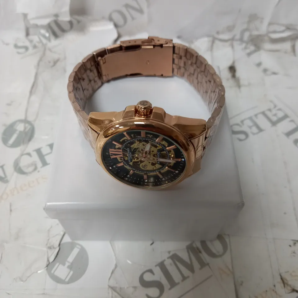 ANTHONY JAMES GENTS MYSTIQUE ROSE GOLD WATCH - AUTOMATIC - WATER RESISTSANT - STAINLESS STEEL.