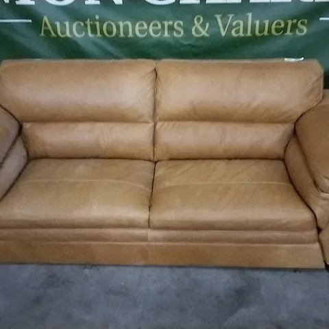 QUALITY RUST LEATHER 3 SEATER SOFA