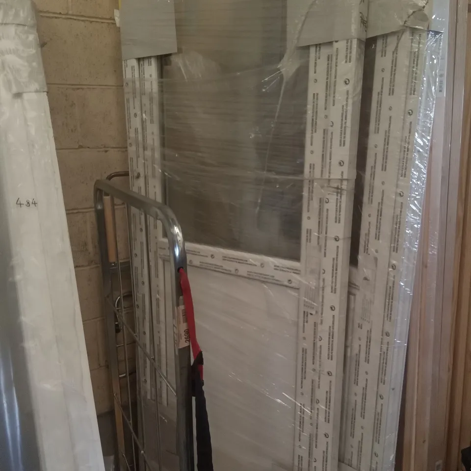 GEOM PVCU HALF GLAZED CLEAR BACK DOOR LEFT HAND OPENING 2050×840×80MM