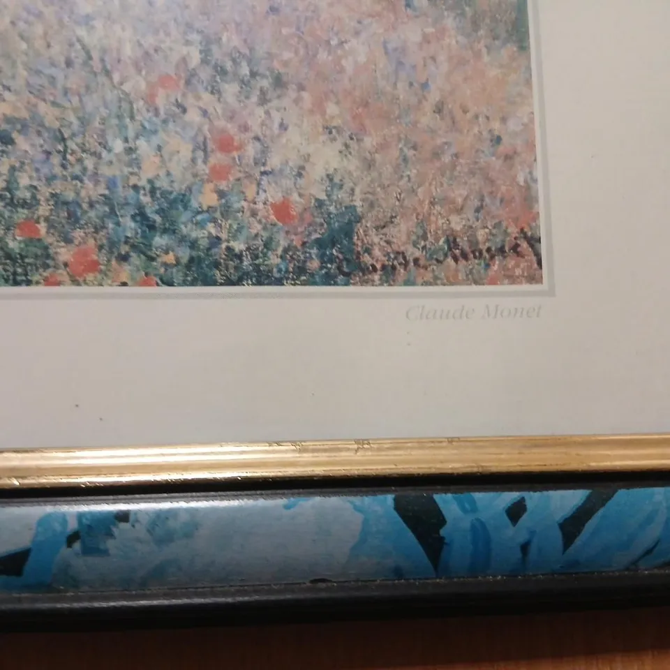 CLAUDE MONET REPRODUCTION – MEADOW WITH POPLARS , FRAMED PRINT