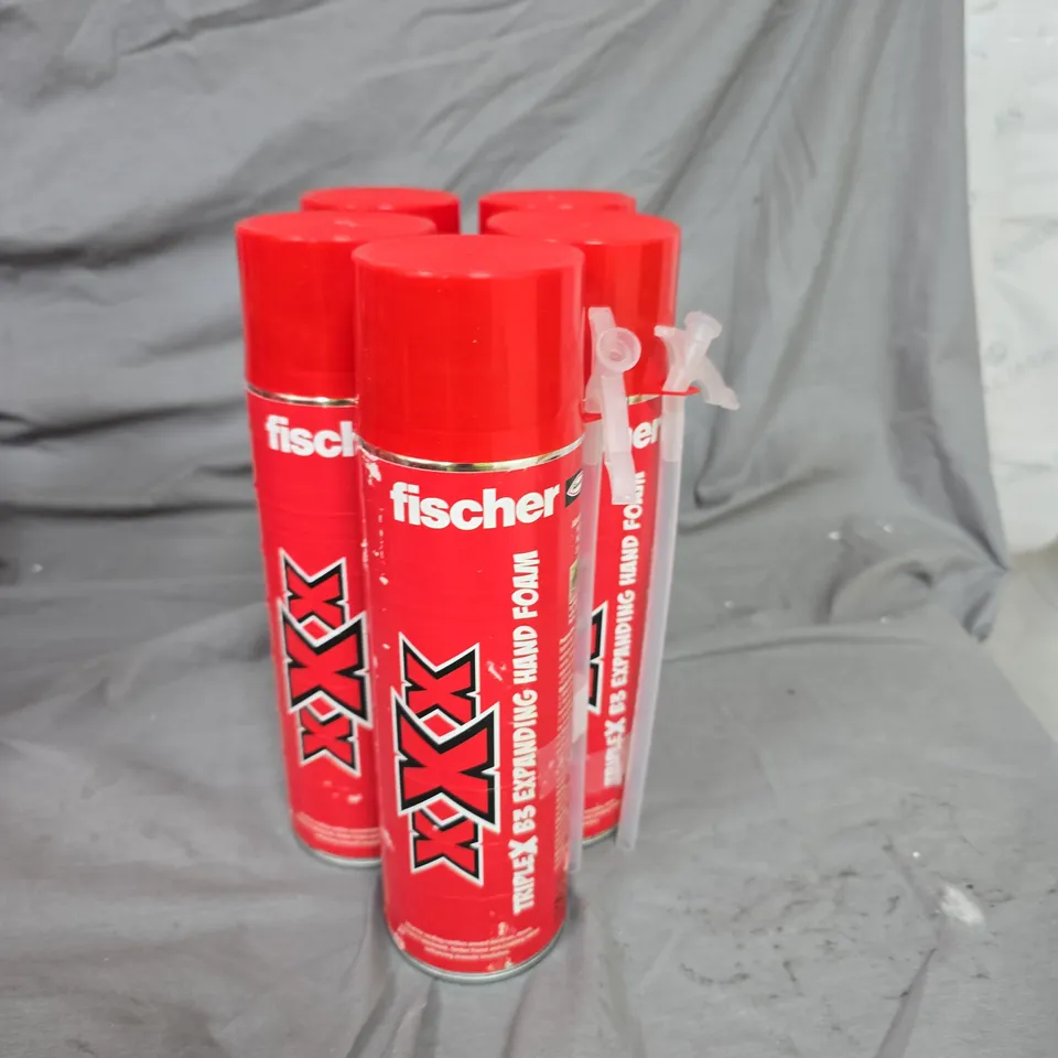 LOT OF 5 CANS OF FISCHER TRIPLE X B3 EXPANDING HAND FOAM 500ML PER CAN