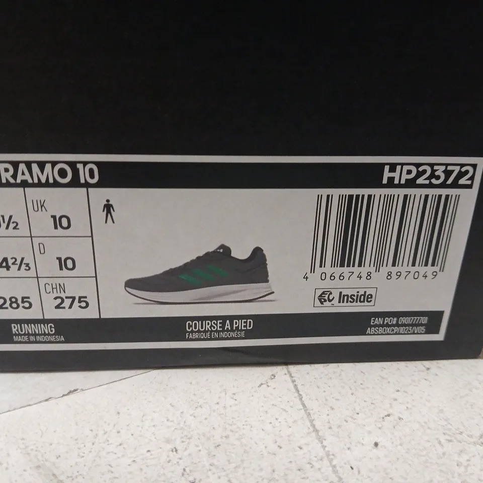 ADIDAS DURAMO 10 RUNNING SHOES - BLACK/GREY, UK 10