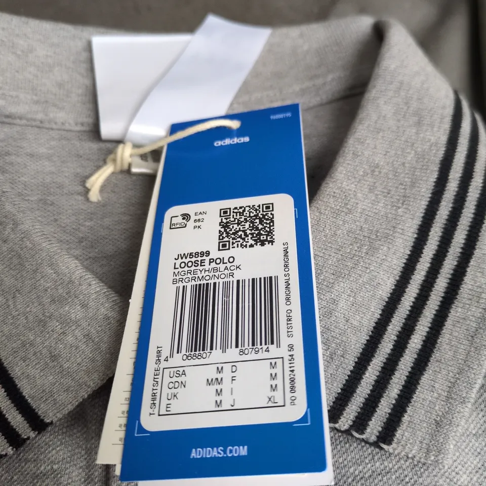 ADIDAS GREY/BLACK MEDIUM POLO WITH TAGS