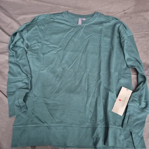 SWEATY BETTY AFTER CLASS SPLIT SWEATSHIRT – GLADE GREEN, SIZE M