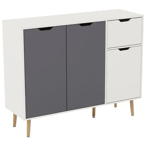 BOXED VIDA DESIGNS 3 DOOR 1 DRAWER SIDEBOARD - GREY & WHITE