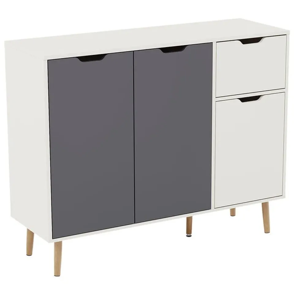 BOXED VIDA DESIGNS 3 DOOR 1 DRAWER SIDEBOARD - GREY & WHITE