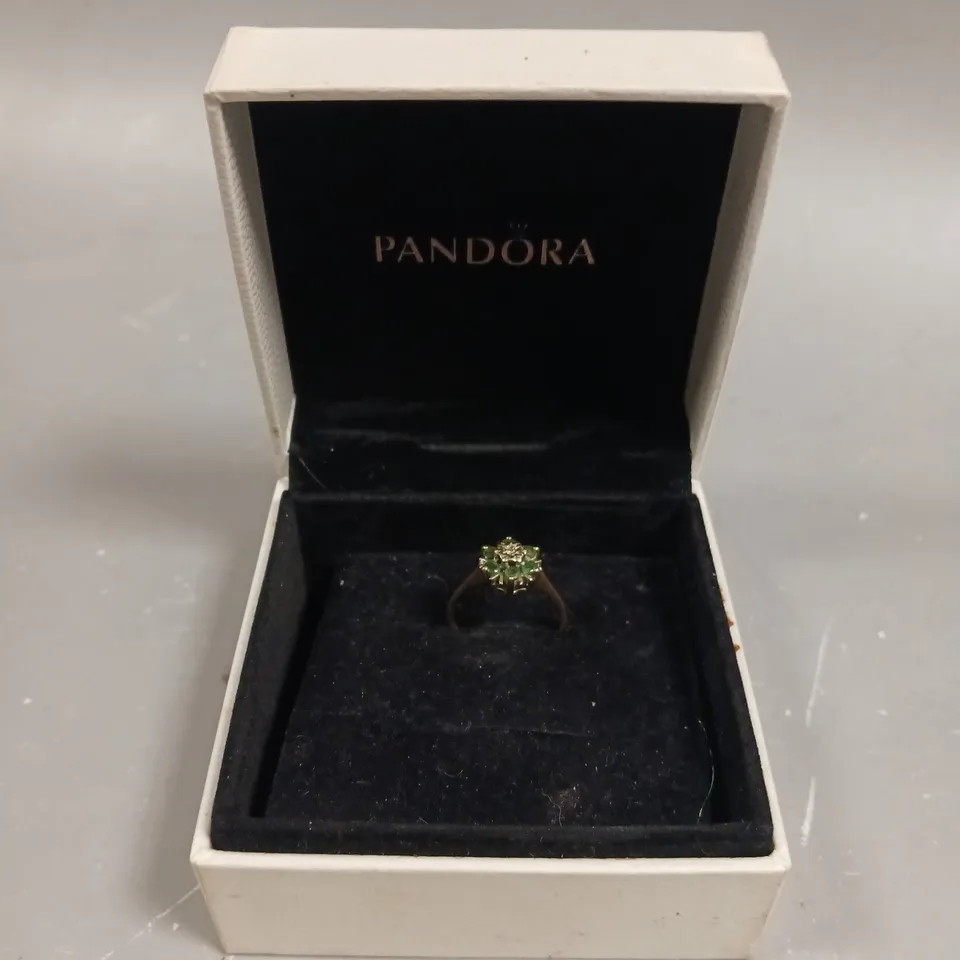 PANDORA GREEN STONE RING 