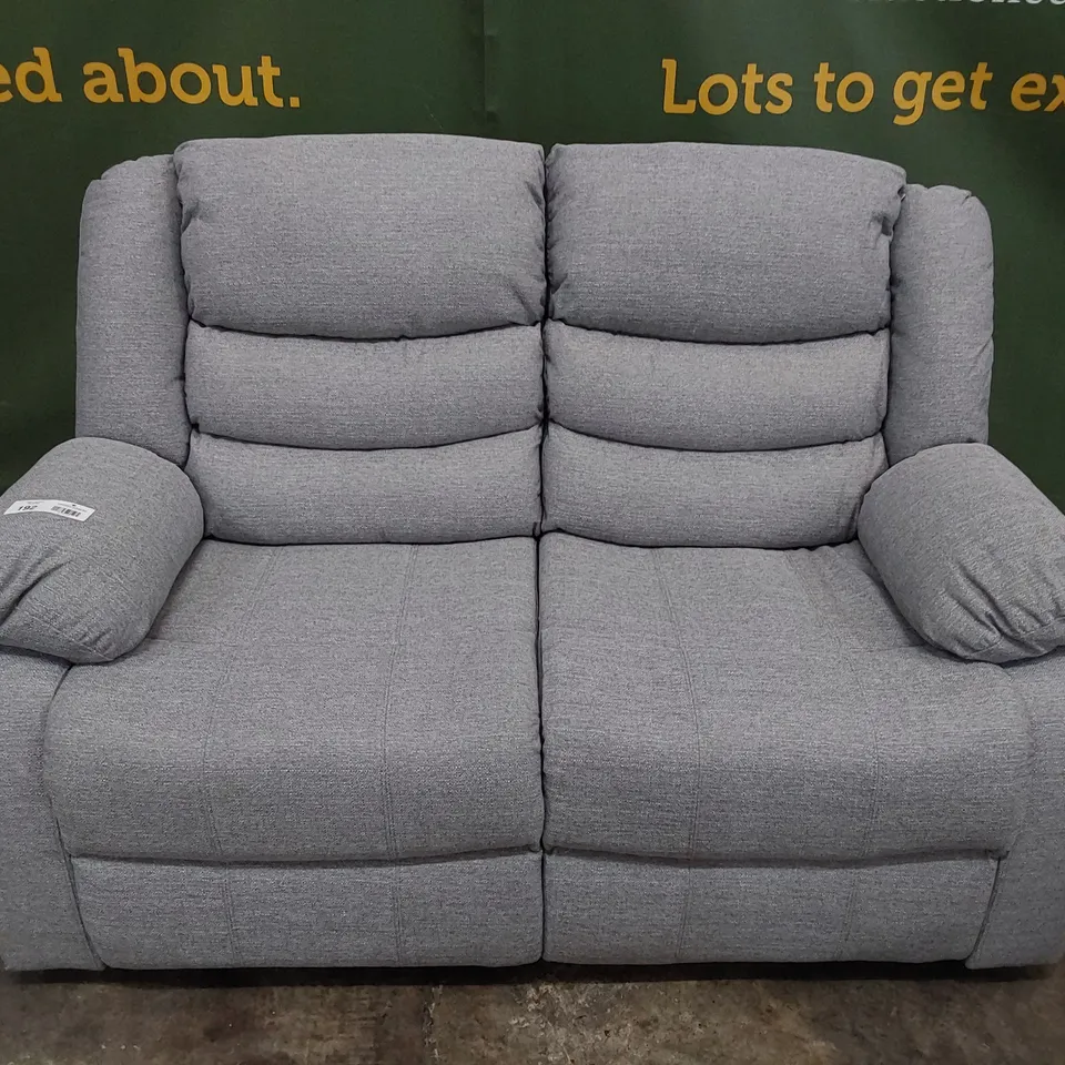 DESIGNER MANUAL RECLINING TWO SEATER SOFA GREY FABRIC 