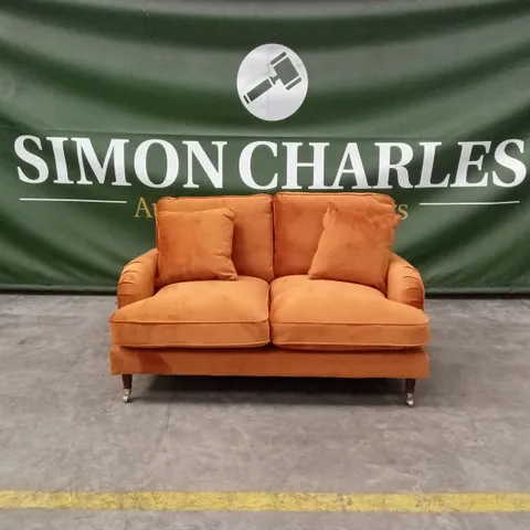 DESIGNER 2 SEATER VELVET SOFA - ORANGE