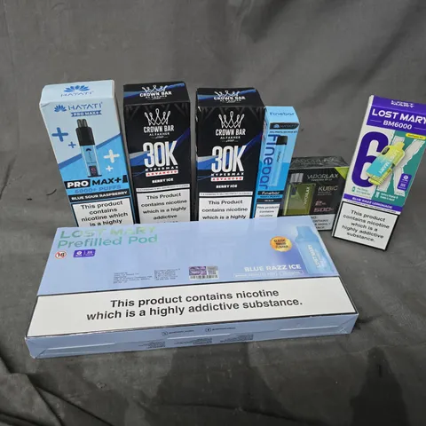 APPROXIMATELY 20 ASSORTED E-CIGARETTE PRODUCTS TO INCLUDE BRANDS SUCH AS LOST MARY, HAYATI, CROWN BAR, ETC - COLLECTION ONLY