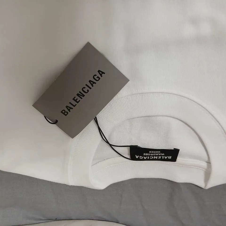 BALENCIAGA WHITE T-SHIRT WITH LOGO PRINT, SIZE M
