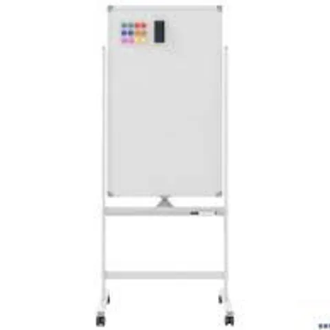 BOXED COSTWAY 60 X 100cm DOUBLE-SIDED MAGNETIC WHITEBOARD WITH WHEELS & STAND & PEN TRAY - WHITE