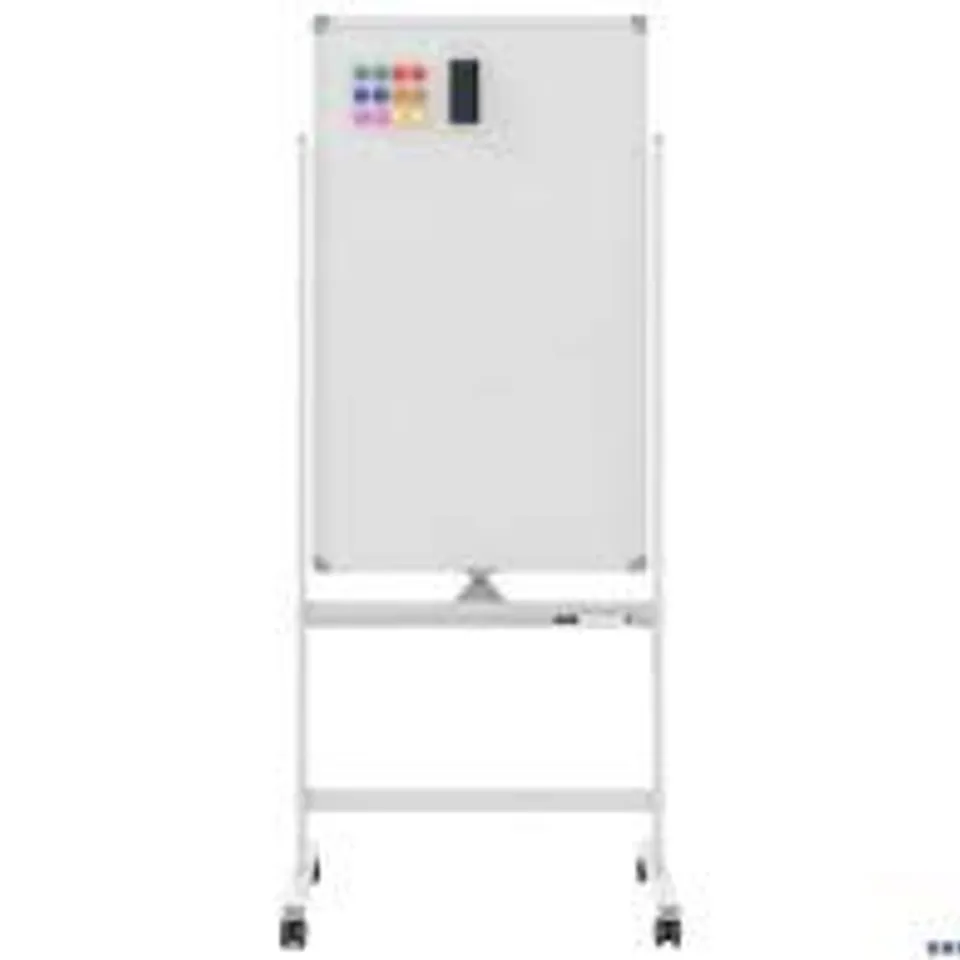 BOXED COSTWAY 60 X 100cm DOUBLE-SIDED MAGNETIC WHITEBOARD WITH WHEELS & STAND & PEN TRAY - WHITE