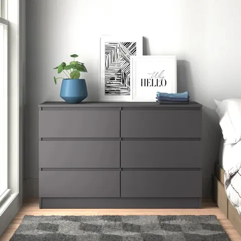 BRAUNSTEIN 6 DRAWER CHEST OF DRAWERS GREY (2 boxes)