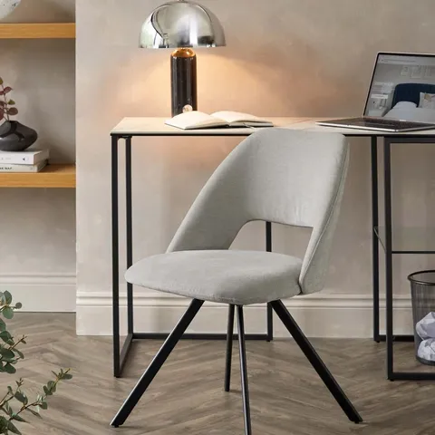 BOXED DANETTI LOTTIE SWIVEL BLACK METAL CHAIR MID GREY SOFT WEAVE