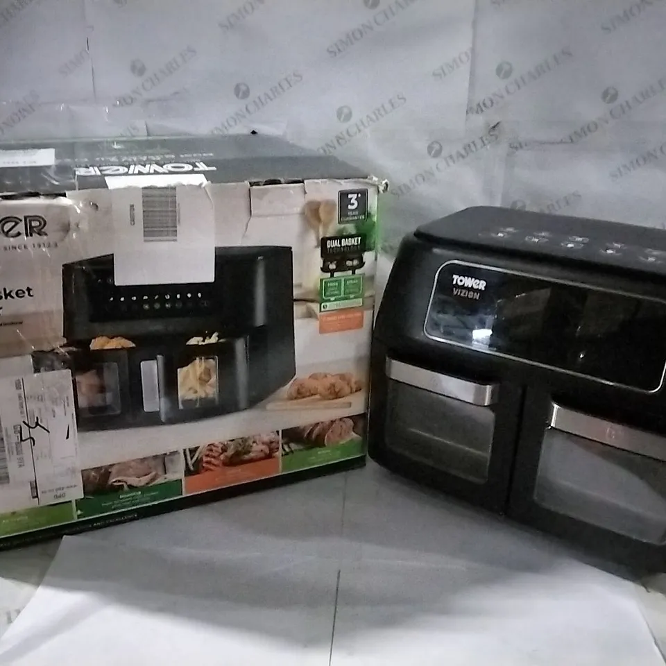 BOXED TOWER 8 LITRE DUAL BASKET AIR FRYER 