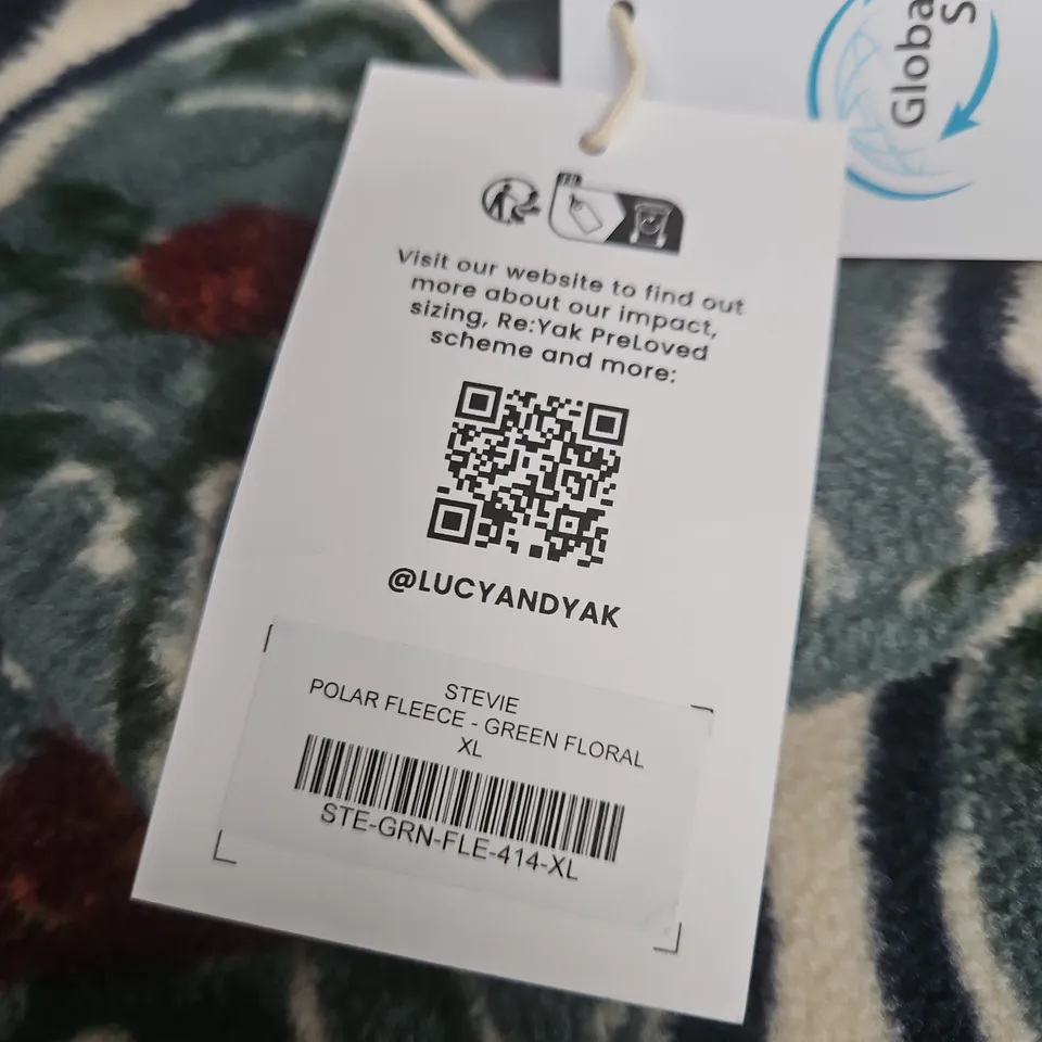 LUCY & YAK STEVIE POLAR FLEECE JACKET – GREEN FLORAL, XL