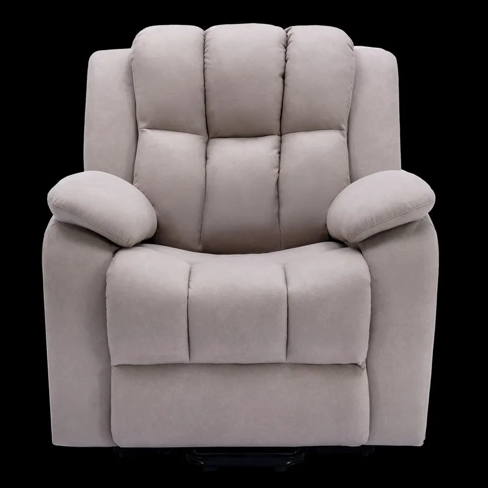 BOXED DESIGNER RISE FABRIC RECLINER CHAIR - PUMICE (2 BOXES)