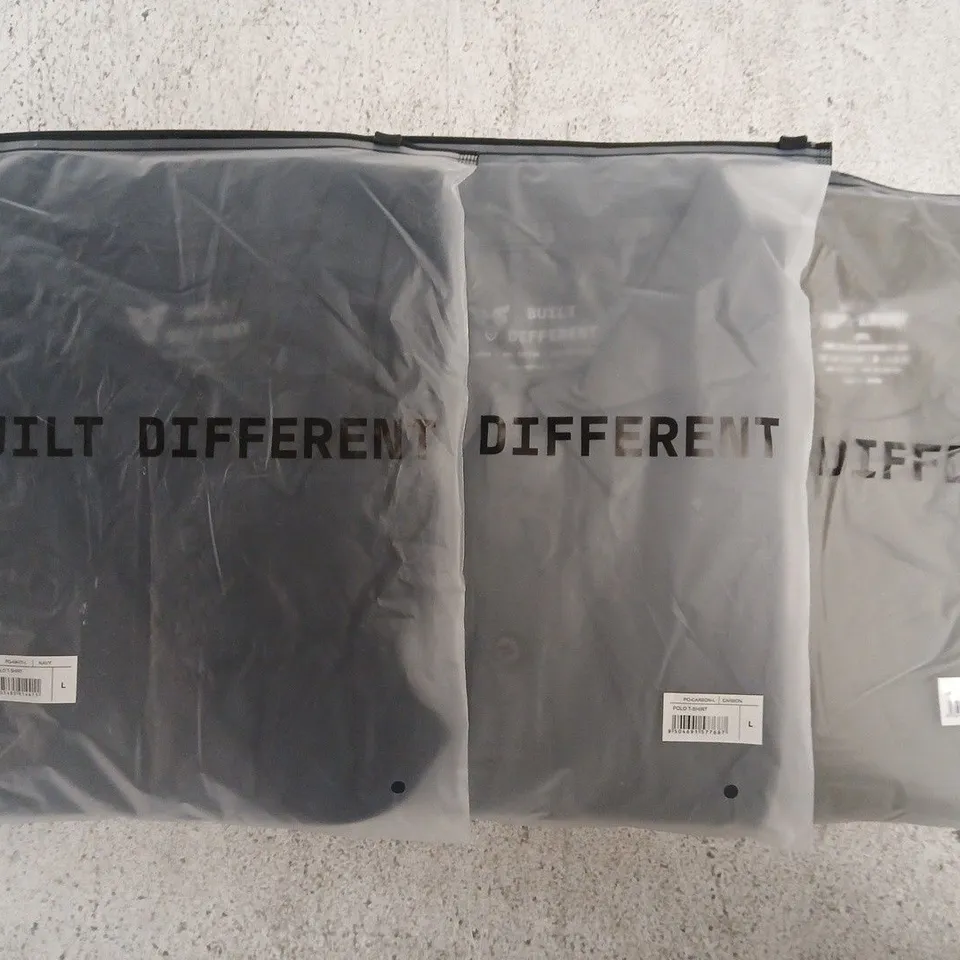 SET OF APPROXIMATELY 10 ASSORTED BUILT DIFFERENT T-SHIRTS/SHIRTS IN VARIOUS COLOURS AND SIZES