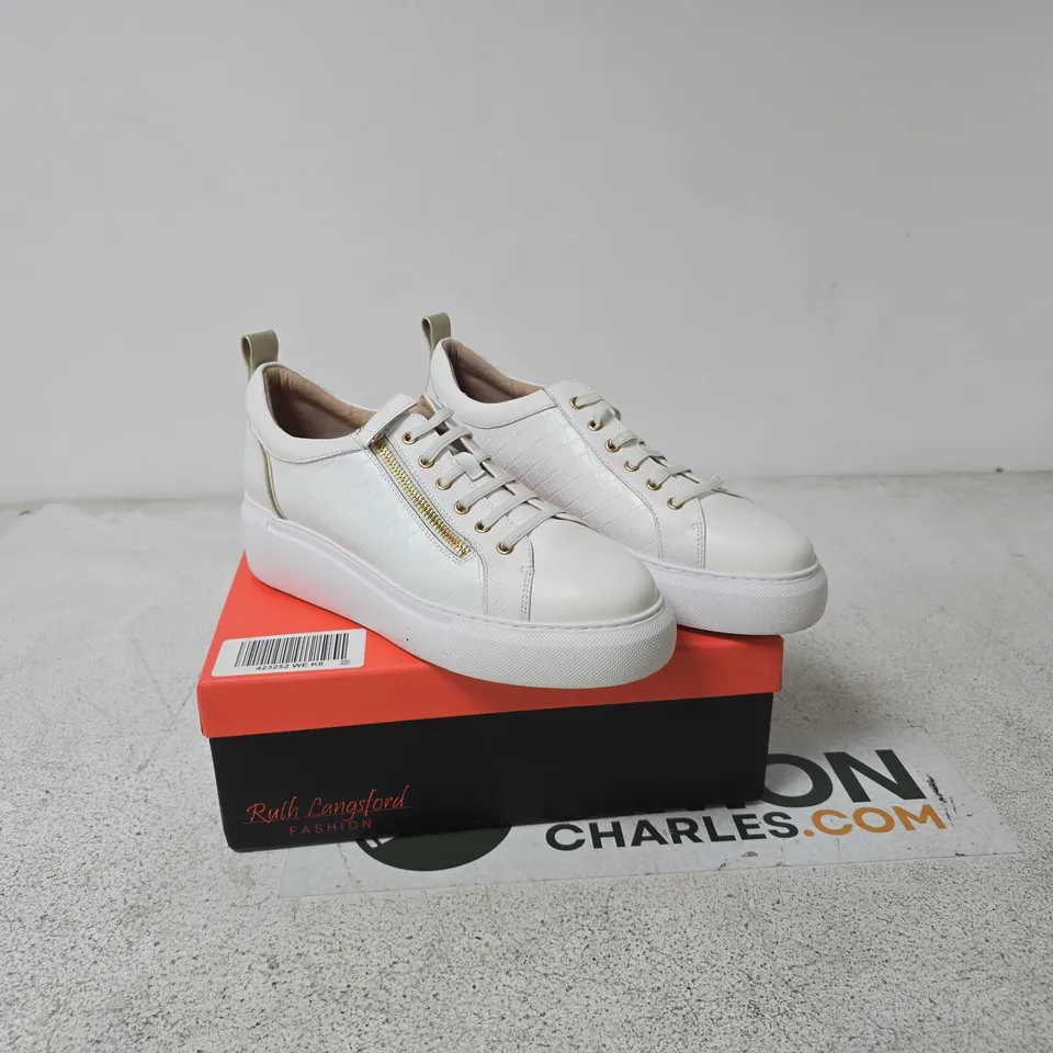 RUTH LANGSFORD LUXE WEDGE TRAINERS WHITE SIZE 41 BOXED