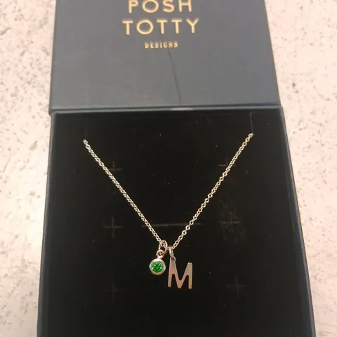 POSH TOTTY DESIGNS BIRTHSTONE & INITIAL CHARM NECKLACE STERLING SILVER
