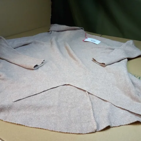MADE IN ITALY BEIGE NICOLE KNIT POLO NECK JUMPER - SIZE 8/14