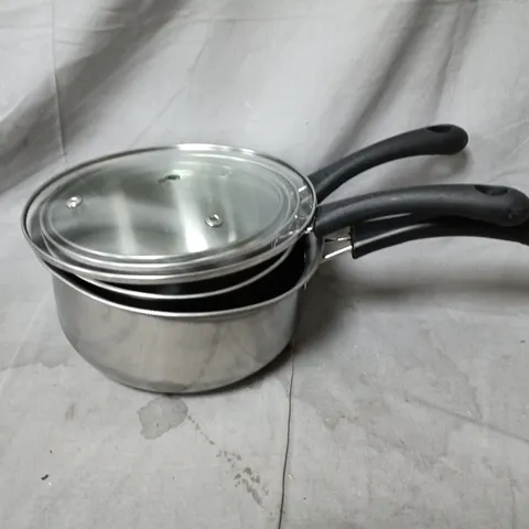 STAINLESS STEEL SAUCEPAN SET WITH GLASS LIDS – 3-PIECE