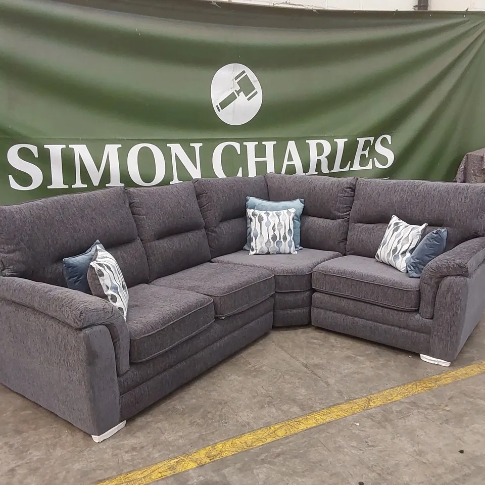 PADSTOW FABRIC DOUBLE ARM CORNER GROUP SOFA - CHARCOAL  RRP £2799