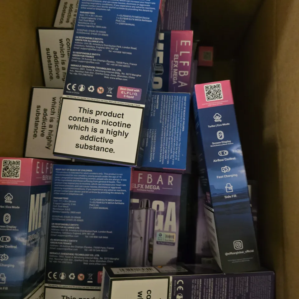 APPROXIMATELY 15 ASSORTED E-CIGARETTE PRODUCTS TO INCLUDE - ELFBAR, OXVA ETC