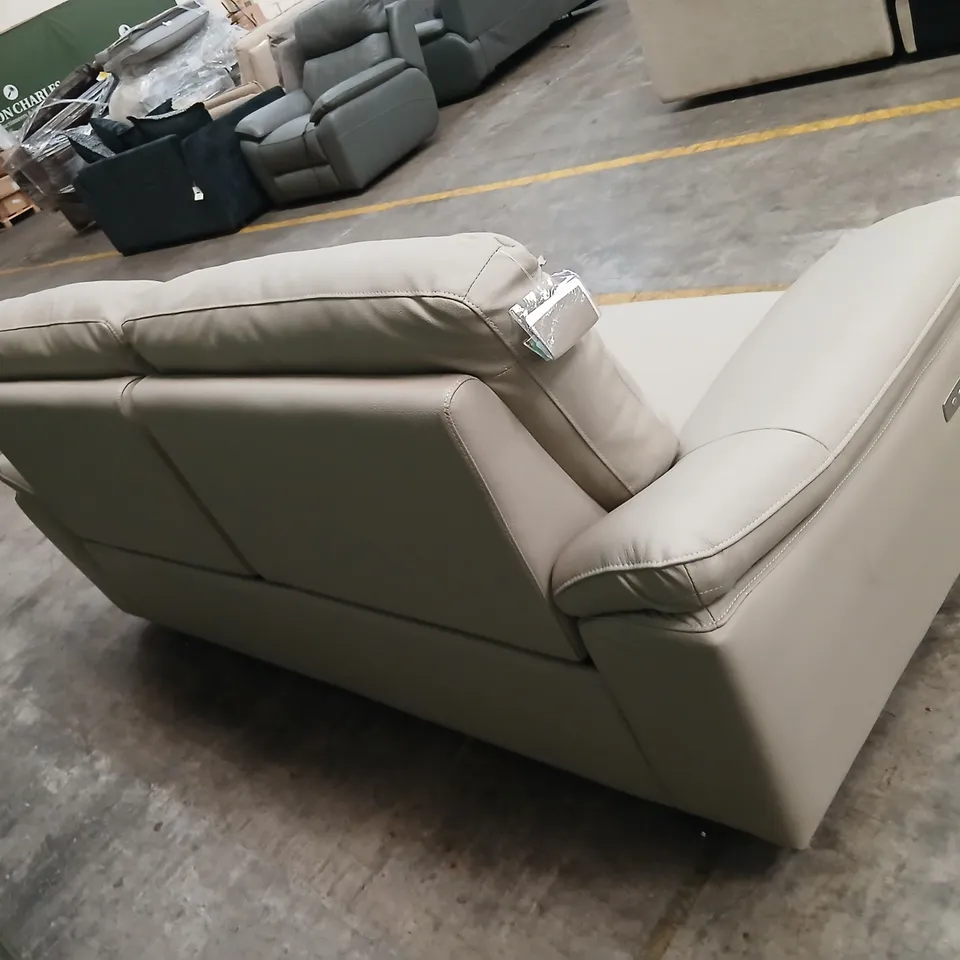 GREY LEATHER-LOOK 2-SEATER SOFA WITH POWER RECLINE AND USB PORT
