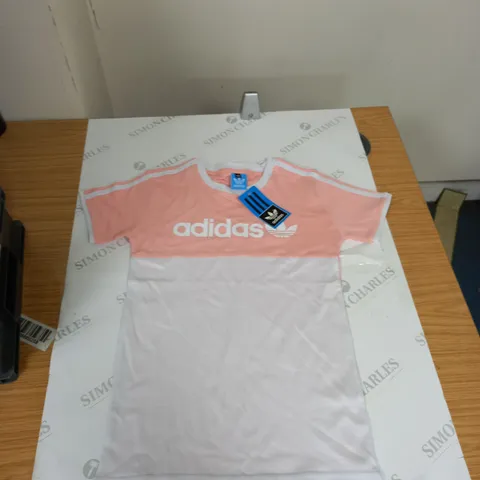 WHITE AND PINK ADIDAS TOP SIZE 15.2
